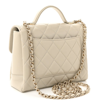 Lambskin Quilted Small Flap Top Handle Bag Grey