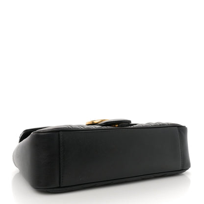 Calfskin Matelasse Small GG Marmont Shoulder Bag Black