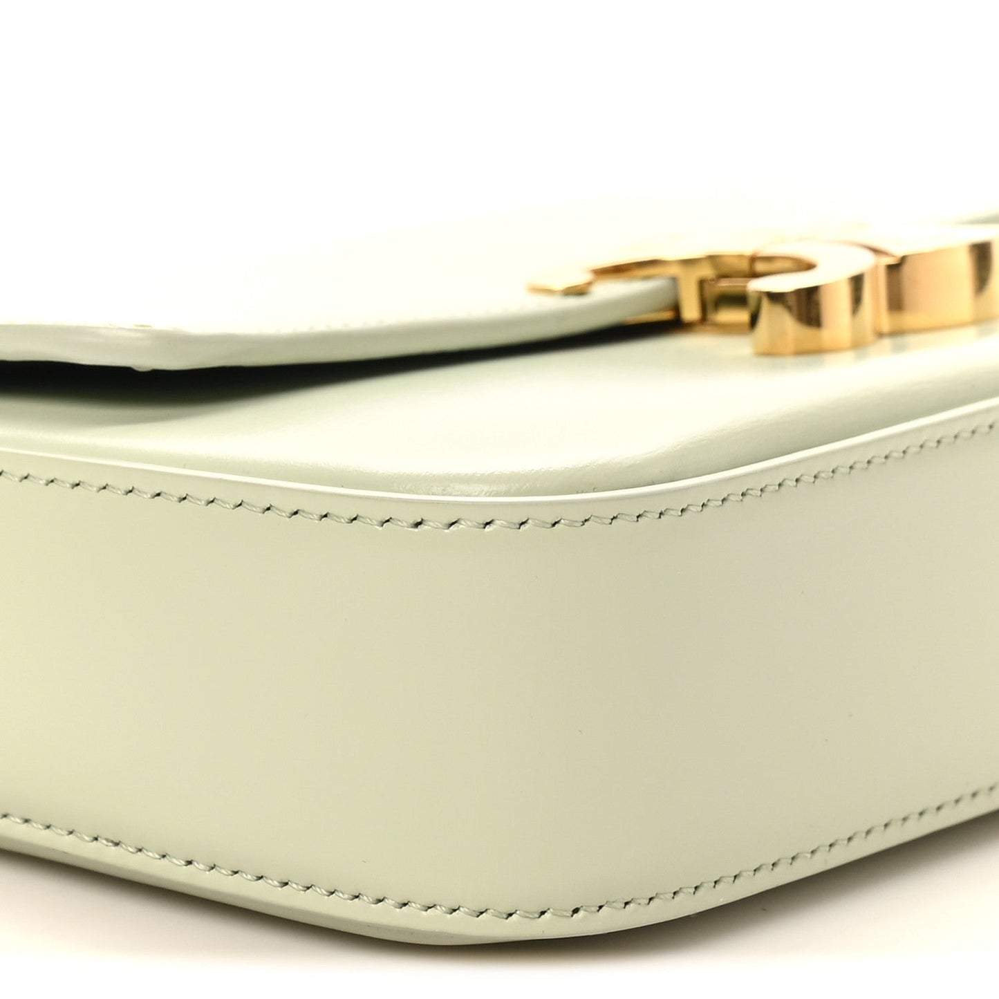 Shiny Calfskin Triomphe Chain Shoulder Bag Jade