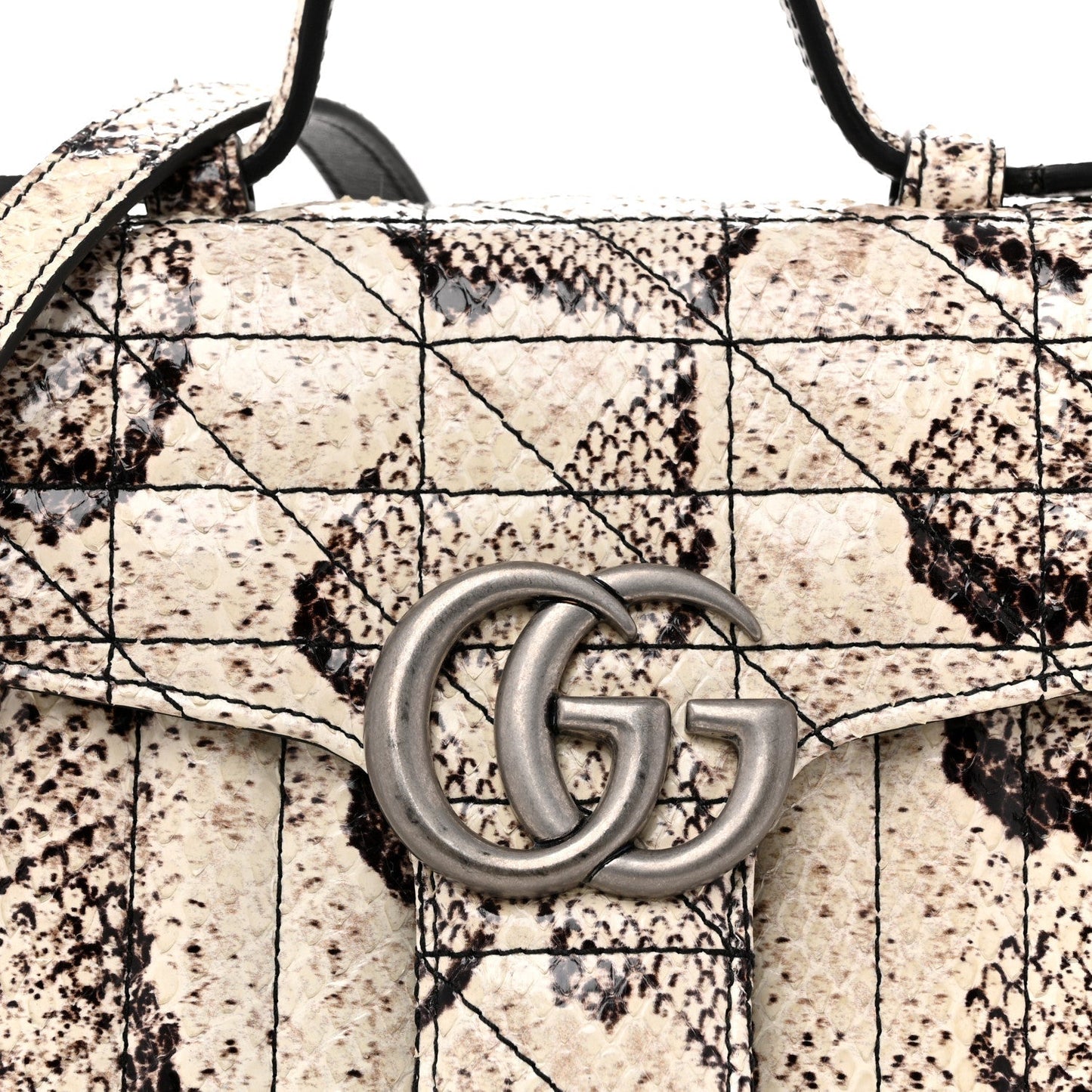 Snakeskin Matelasse Aria Mini GG Marmont Top Handle Shoulder Bag Roccia