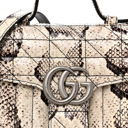 Snakeskin Matelasse Aria Mini GG Marmont Top Handle Shoulder Bag Roccia