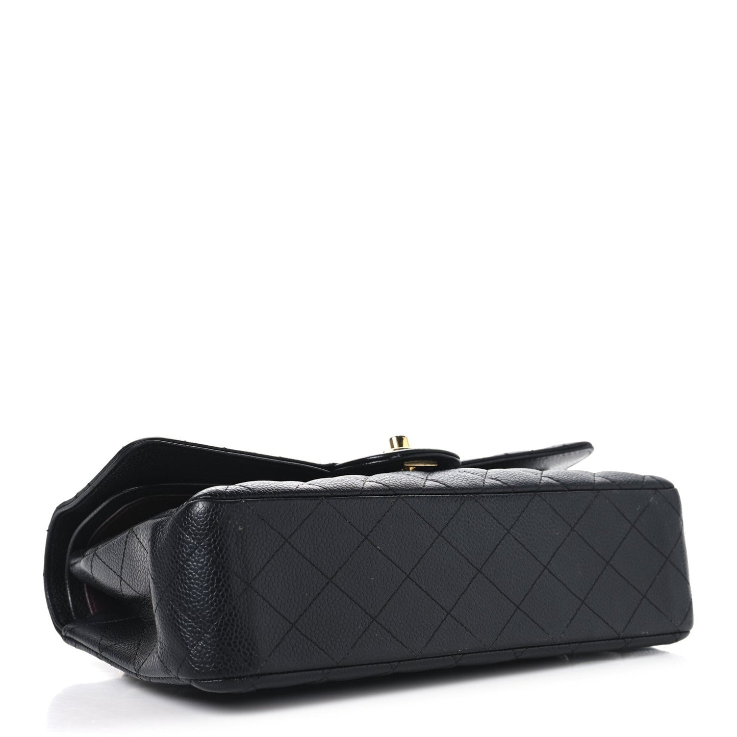 Caviar Quilted Medium Double Flap Black