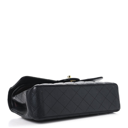 Caviar Quilted Medium Double Flap Black