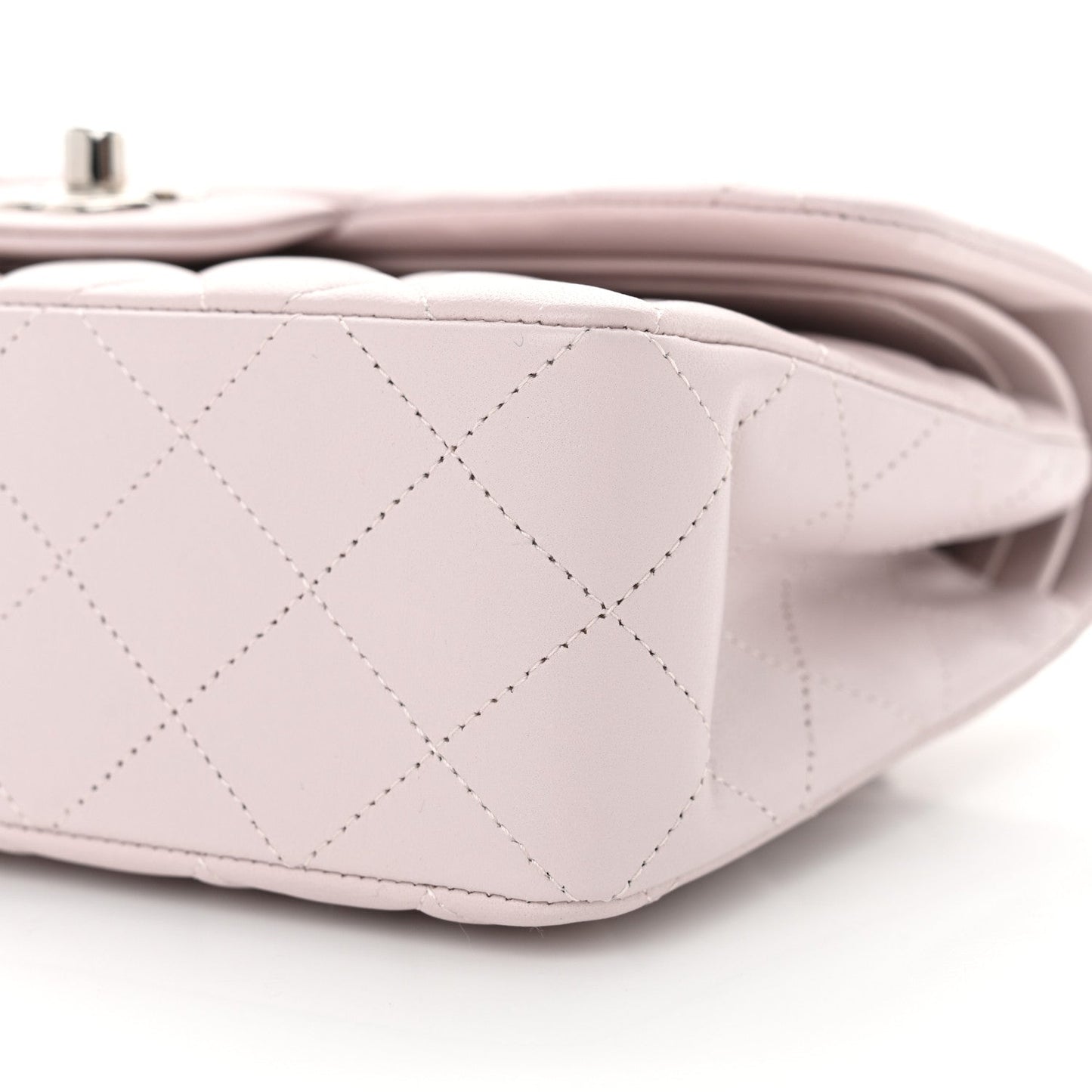 Lambskin Quilted Small Double Flap Light Purple