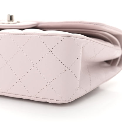 Lambskin Quilted Small Double Flap Light Purple