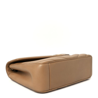 Lambskin Chevron Quilted Large Loulou Natural Tan