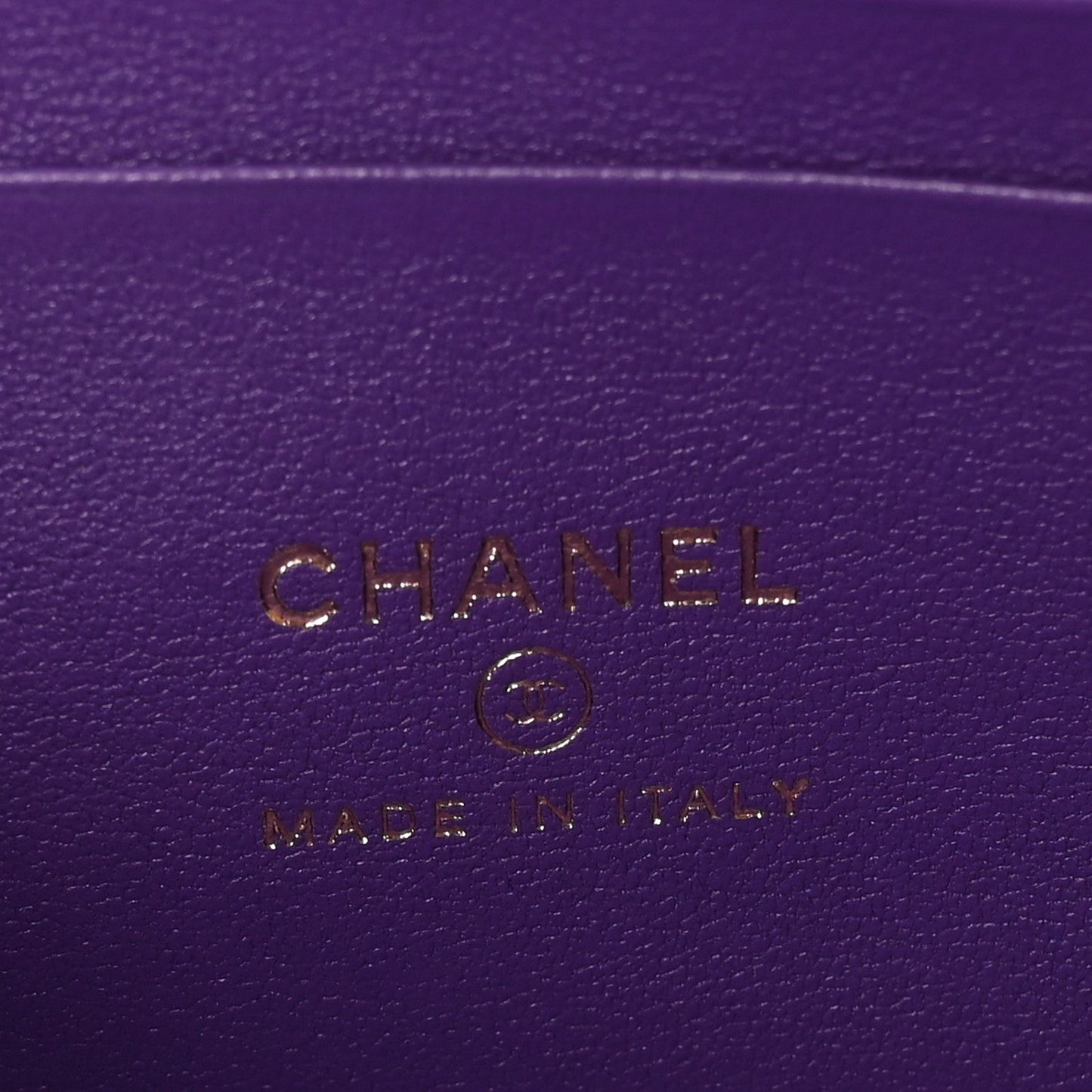 Lambskin Quilted Small Top Handle Vanity Case With Chain Purple