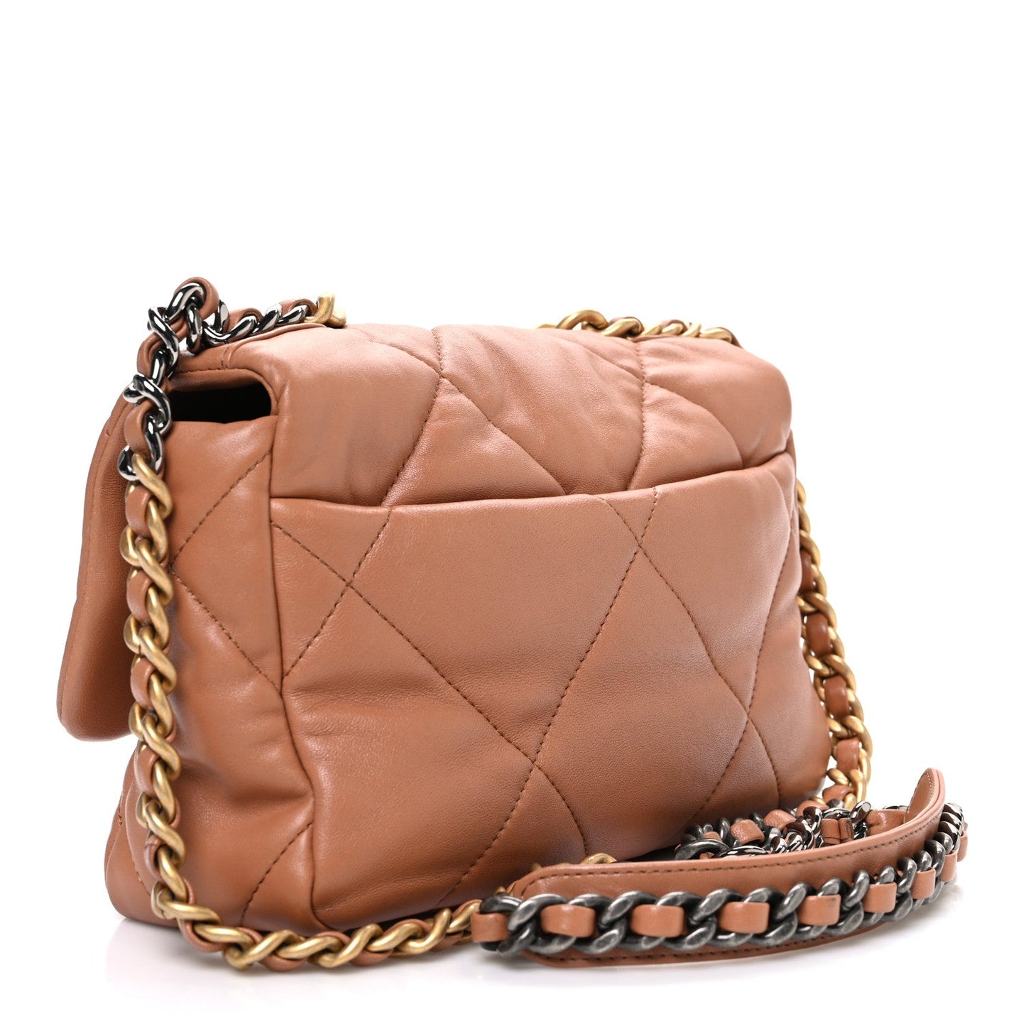 Lambskin Quilted Medium Chanel 19 Flap Brown