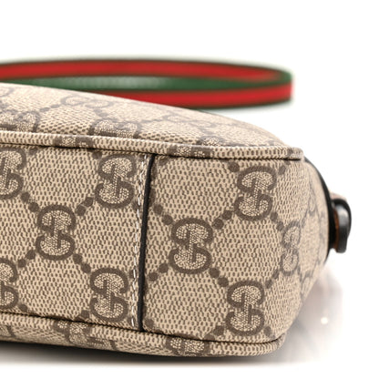 GG Supreme Monogram Textured Calfskin Small Emblem Shoulder Bag Beige Dark Brown