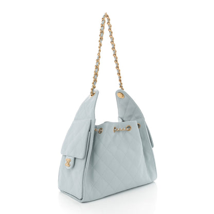 Caviar Quilted Small Chanel 25 Handbag Light Blue