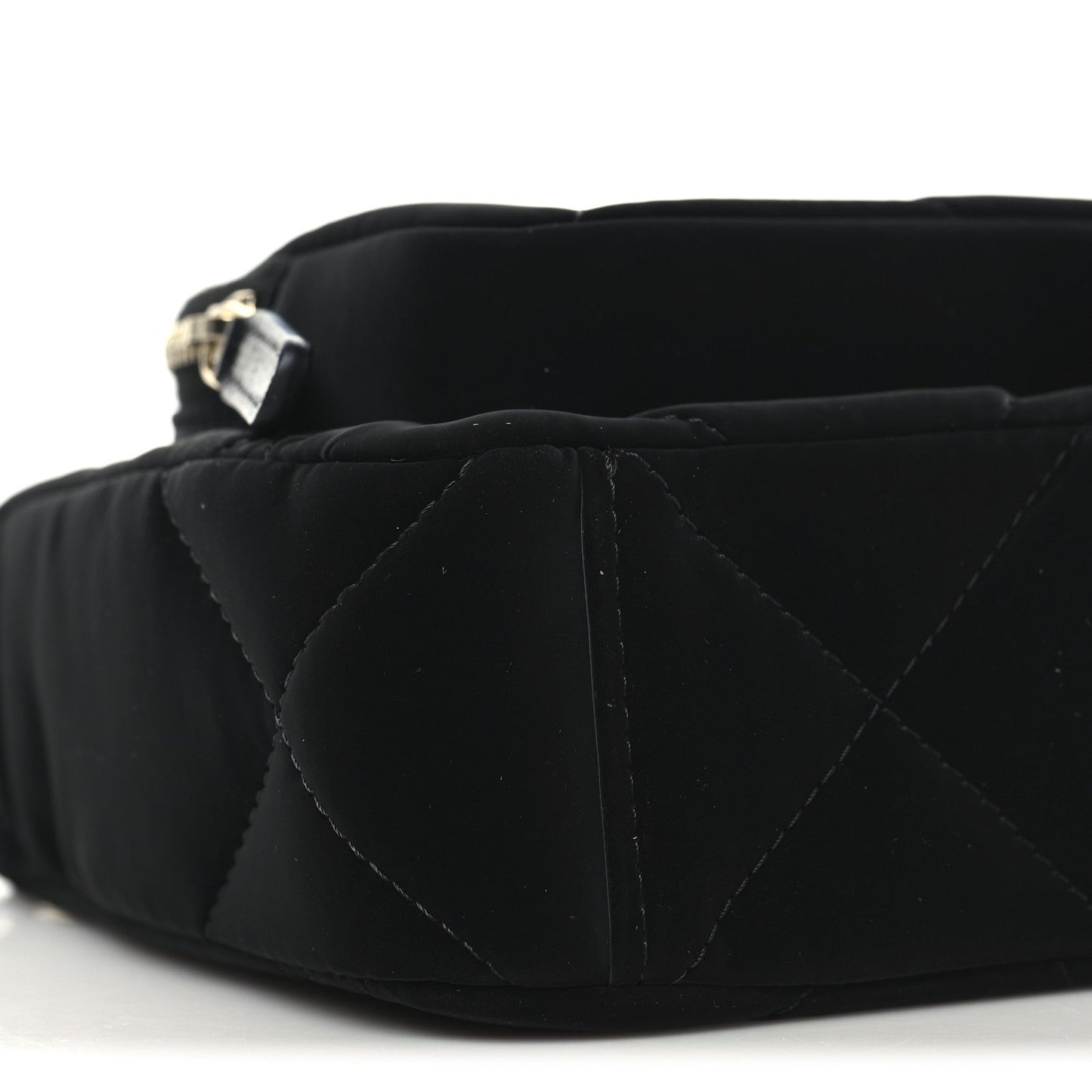 Velvet Effect Nylon Shiny Crumpled Calfskin Quilted Chanel 25 Clutch With Chain Black
