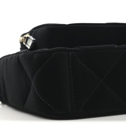 Velvet Effect Nylon Shiny Crumpled Calfskin Quilted Chanel 25 Clutch With Chain Black