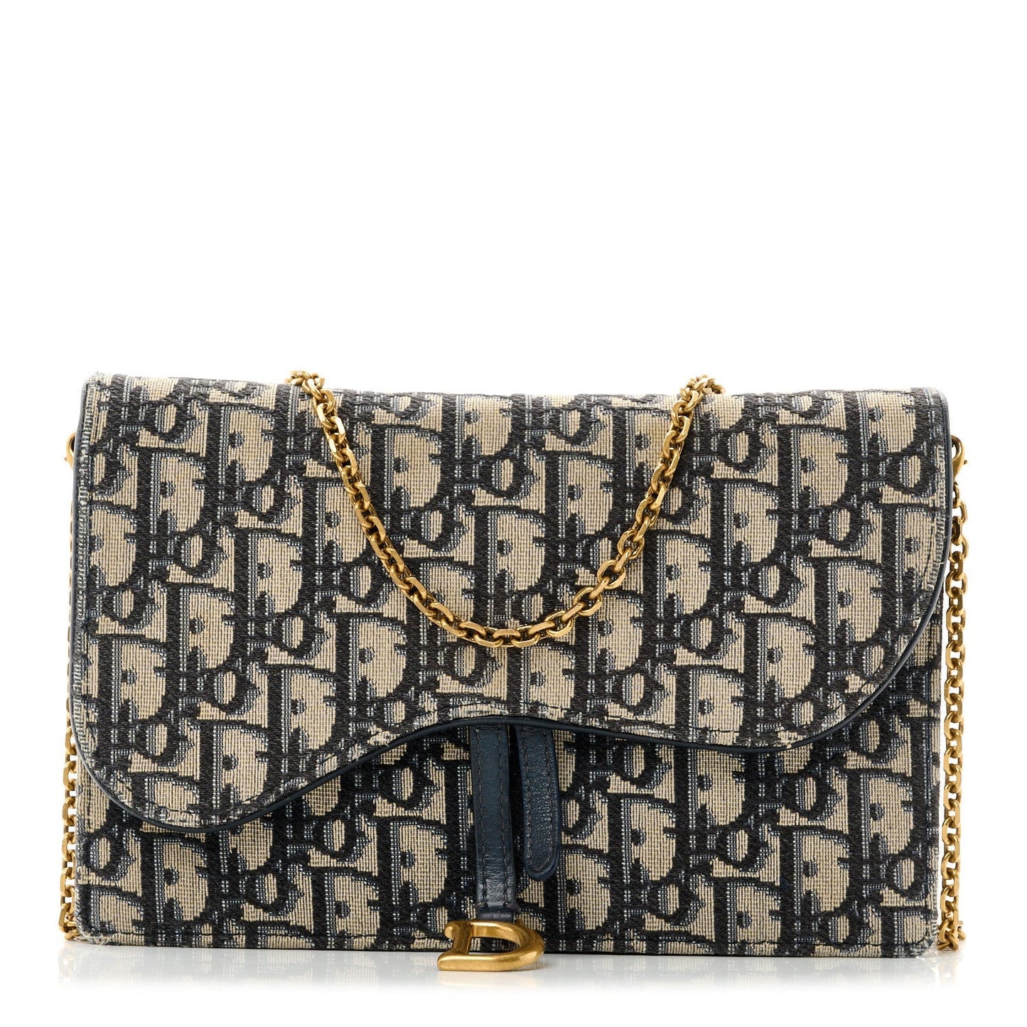 Oblique Saddle Chain Pouch Blue