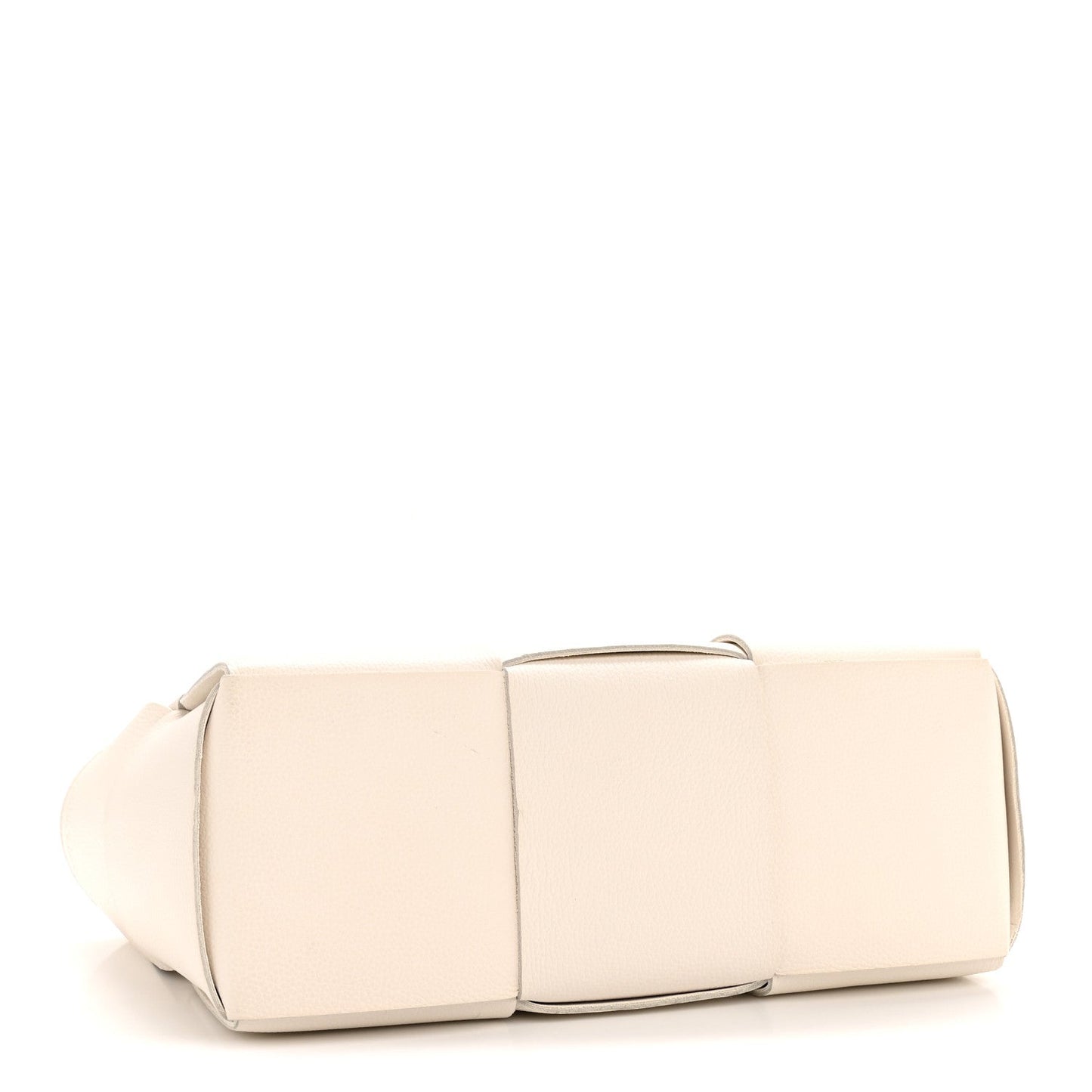 Grained Calfskin Maxi Intrecciato Small Arco Tote White