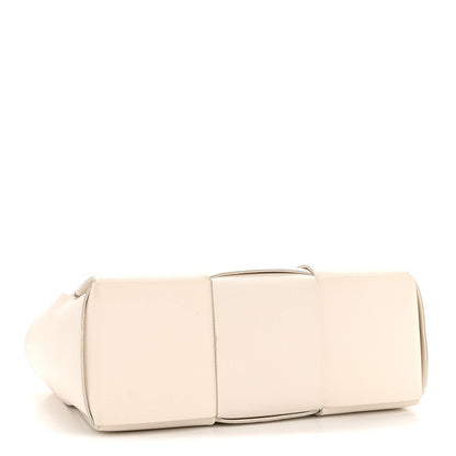 Grained Calfskin Maxi Intrecciato Small Arco Tote White