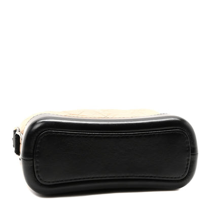 Aged Calfskin Quilted Small Gabrielle Hobo Beige Black
