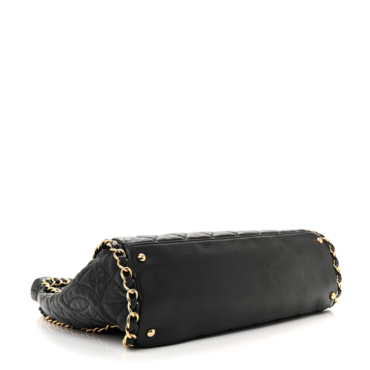 Calfskin Quilted Large Chain Me Hobo Black