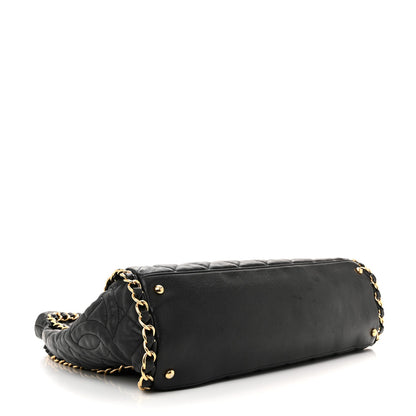 Calfskin Quilted Large Chain Me Hobo Black