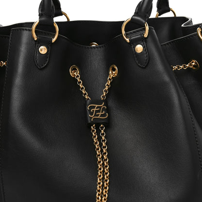 Vitello Grace King Karligraphy Chain Bucket Bag Black Bisquit