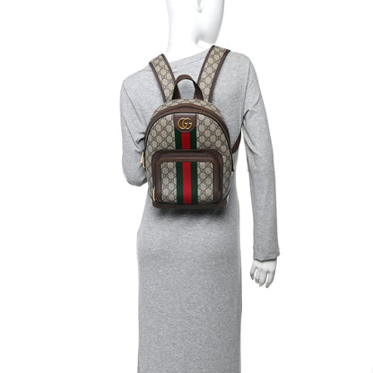 GG Supreme Monogram Calfskin Web Small Ophidia Day Backpack Beige Ebony New Acero