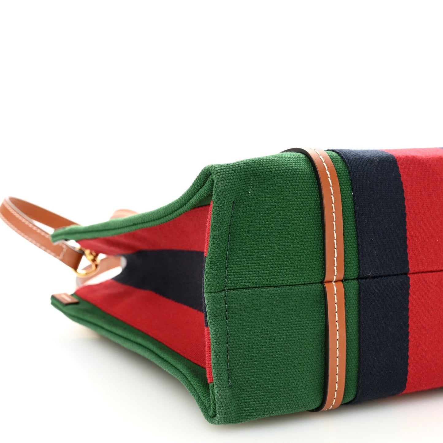 Canvas Calfskin Web Small Interlocking G Tote Bag Green Red