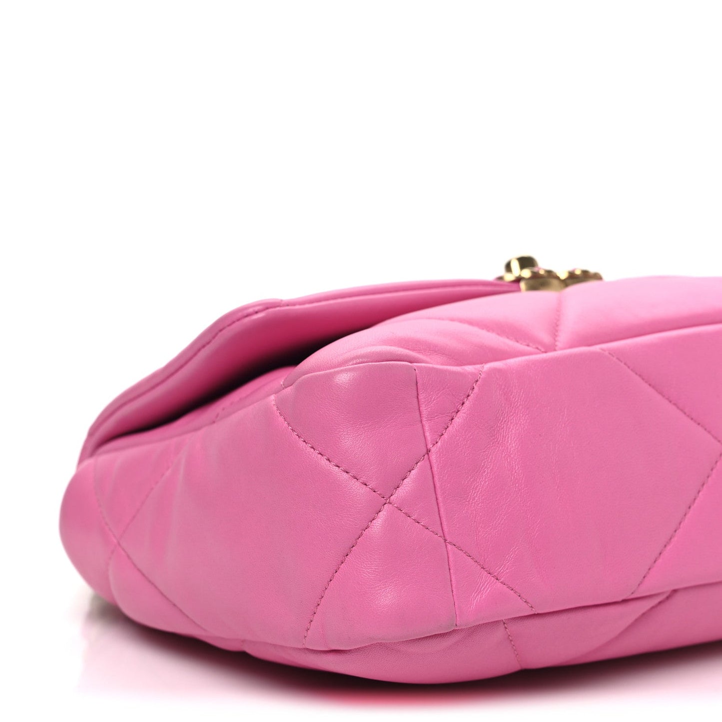 Shiny Lambskin Quilted Medium Chanel 19 Flap Neon Pink