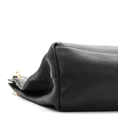 Vitello Phenix Embossed Logo Hobo Black