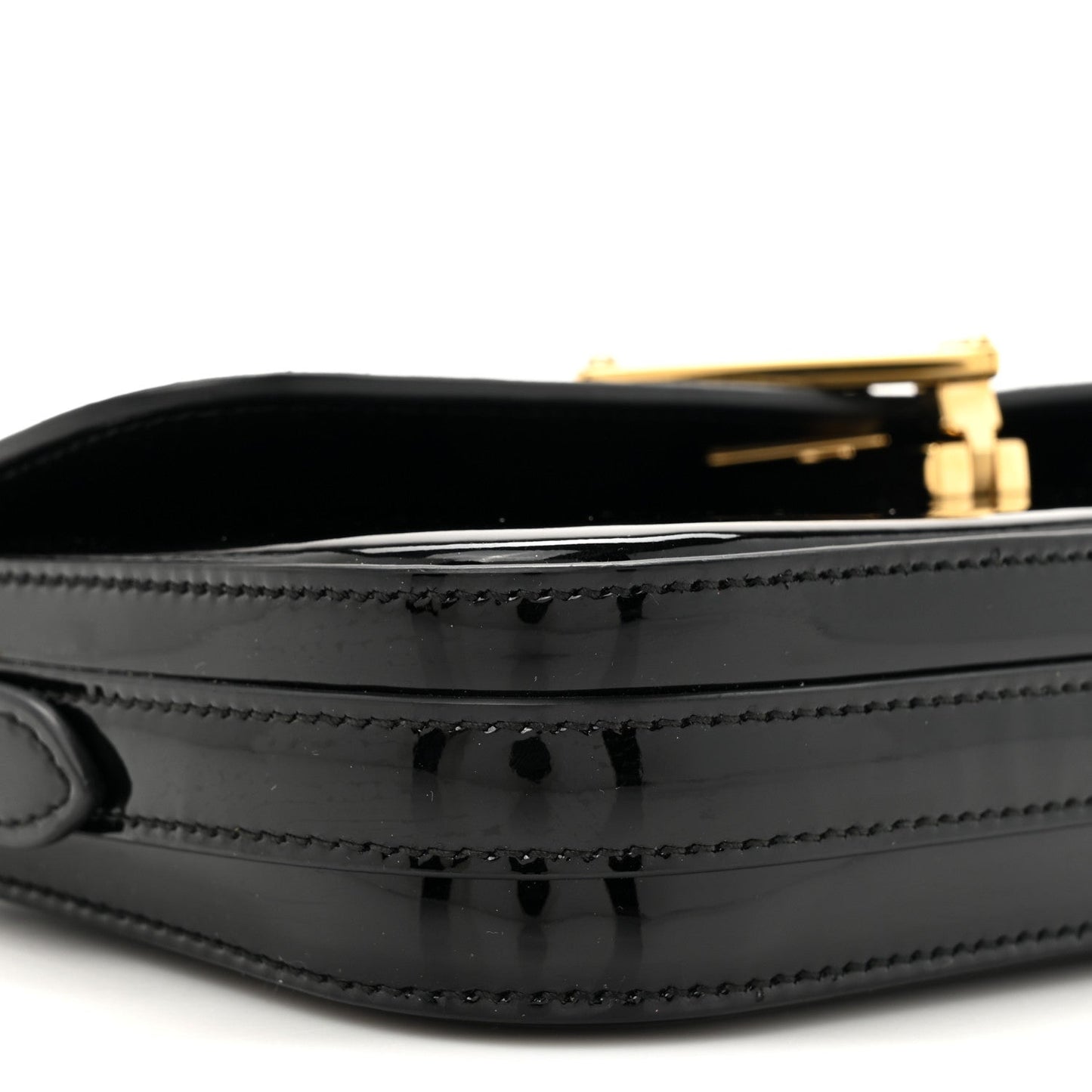 Vernice Metal Triangle Logo Flap Shoulder Bag Black