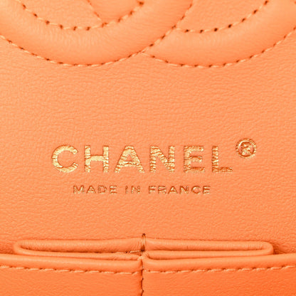 Caviar Quilted Rainbow CC Small Double Flap Orange