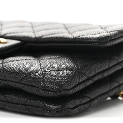 Shiny Caviar Pick Me Up Flap Belt Bag Black