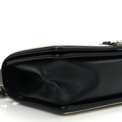 Calfskin Pleated Medium Boy In Rome Flap Black White