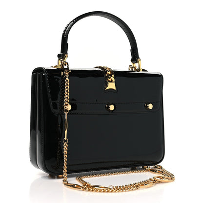 Mousse Top Patent Mini Sylvie 1969 Top Handle Bag Black