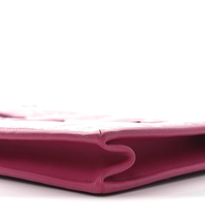 Tweed PVC Lambskin Wristlet Pouch Pink