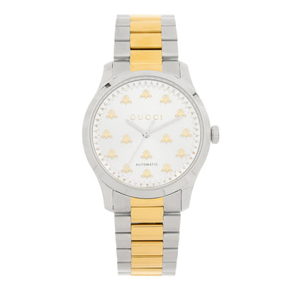 Stainless Steel 38mm G-Timeless Two Tone Bee Automatic Watch Silver