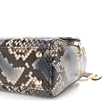 Snakeskin Mini Lady Dior Bleu Multicolor