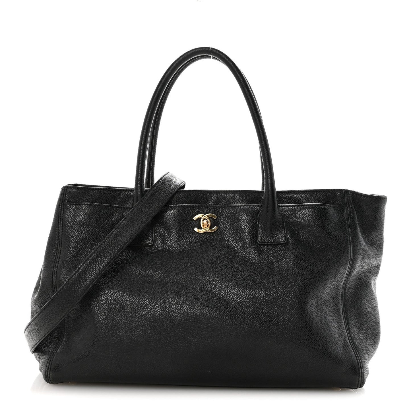 Calfskin Cerf Executive Shopper Tote Black