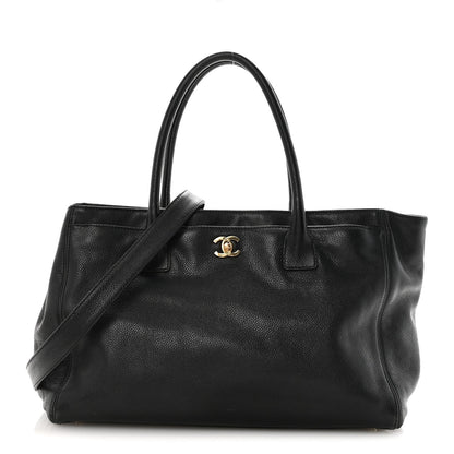 Calfskin Cerf Executive Shopper Tote Black