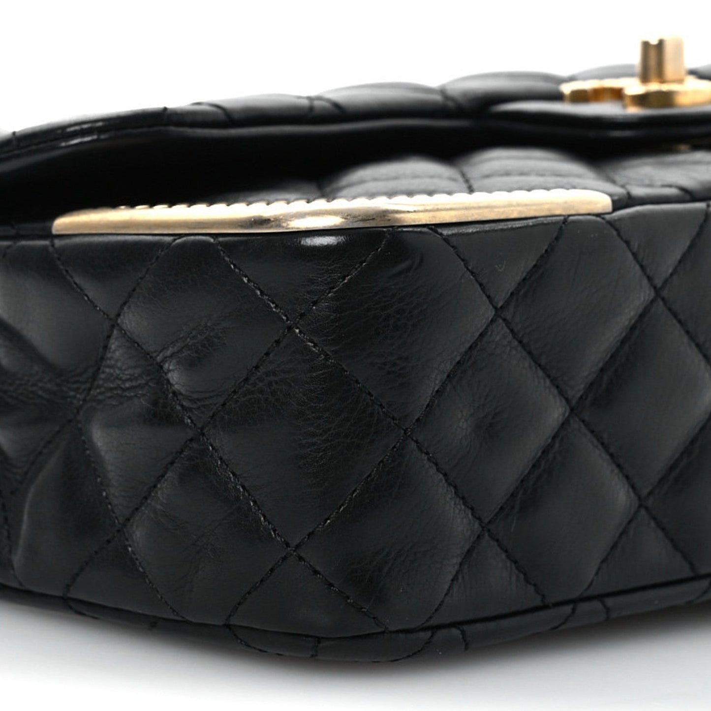 Calfskin Quilted Rock The Corner Flap Black