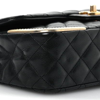 Calfskin Quilted Rock The Corner Flap Black