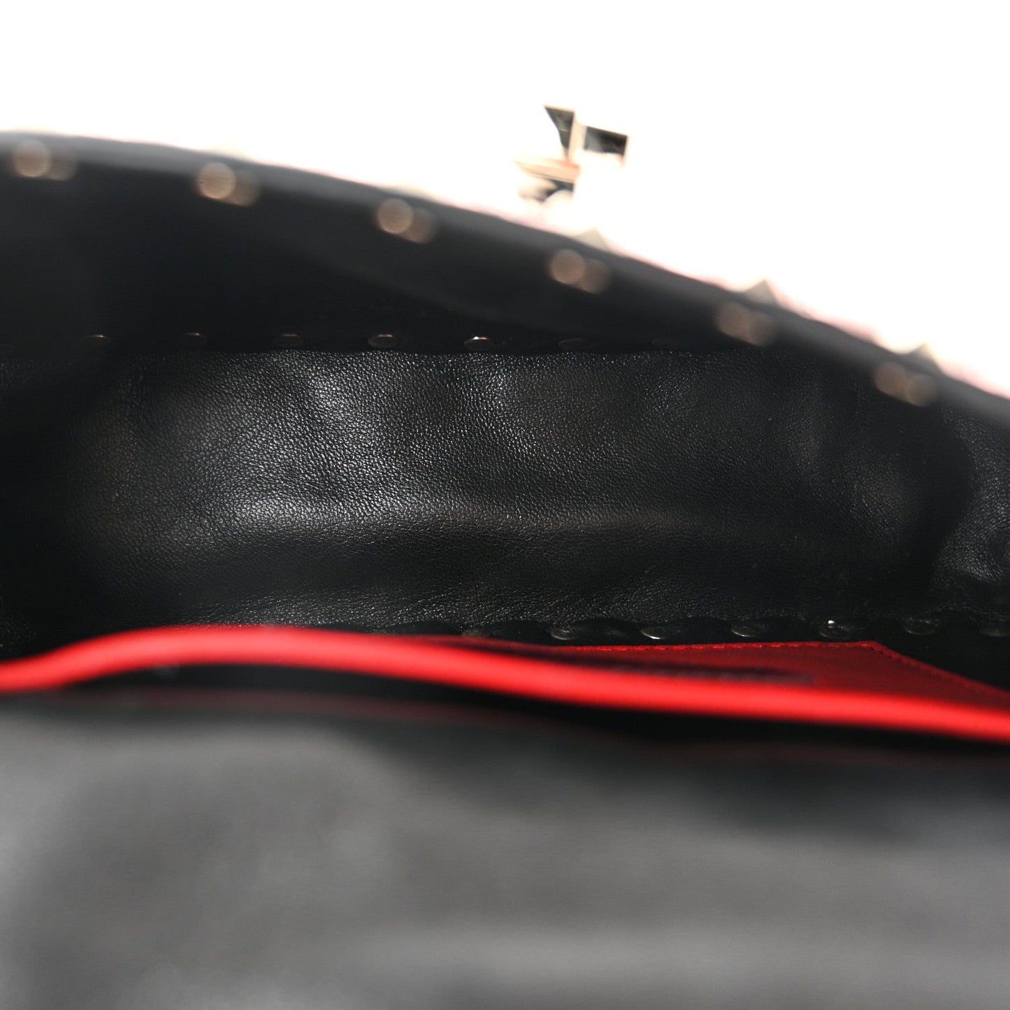Metallic Wrinkled Lambskin Small Rockstud Spike Shoulder Bag Lipstick