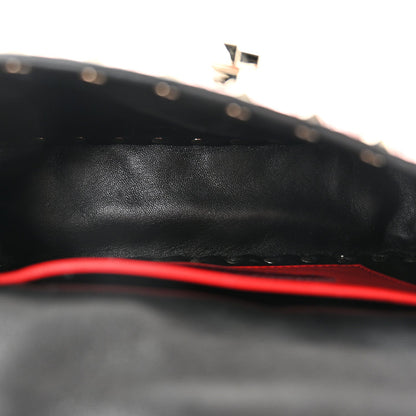 Metallic Wrinkled Lambskin Small Rockstud Spike Shoulder Bag Lipstick