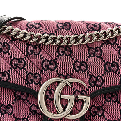 Monogram Multicolor Matelasse Diagonal Small GG Marmont Shoulder Bag Pink Blue