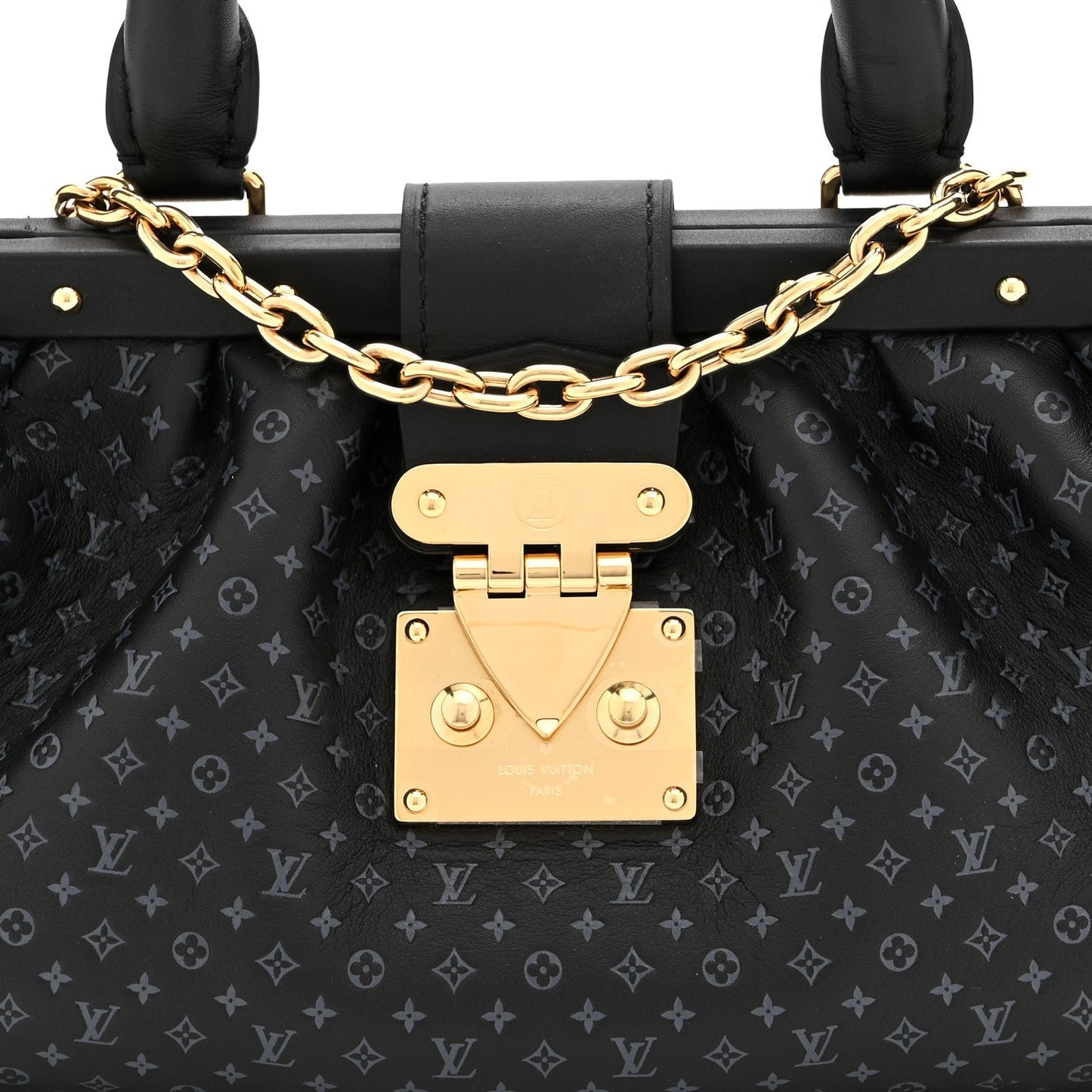 Calfskin Nanogram Embossed Clutch Black