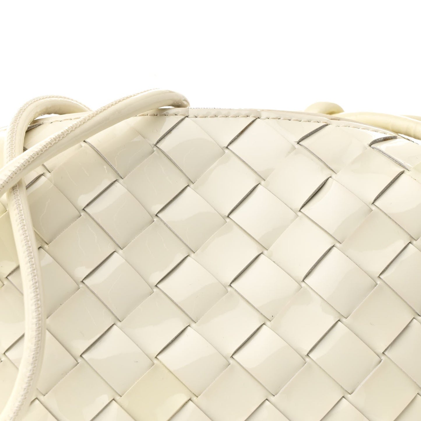 Patent Nappa Intrecciato Mini Loop Camera Bag White