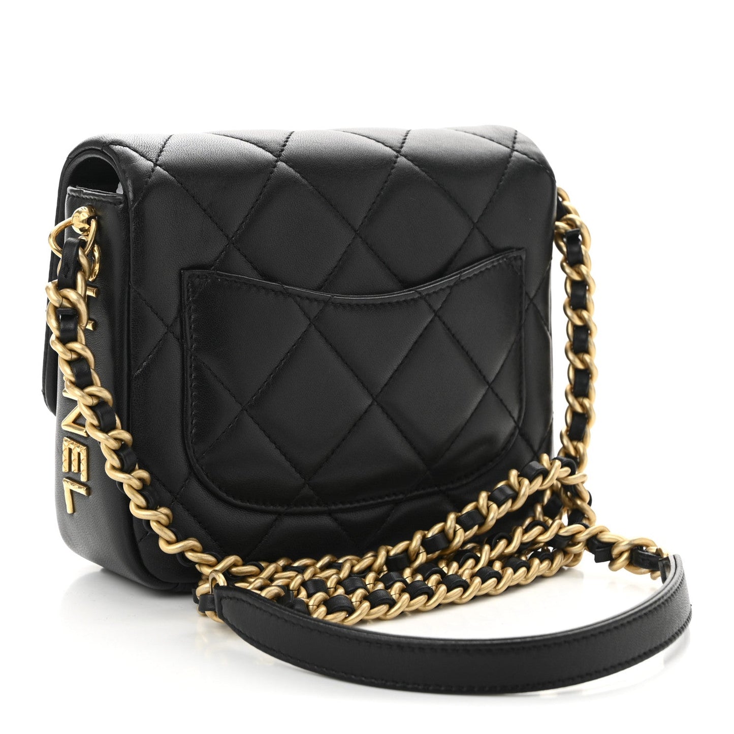 Lambskin Quilted Mini Side Note Flap Black