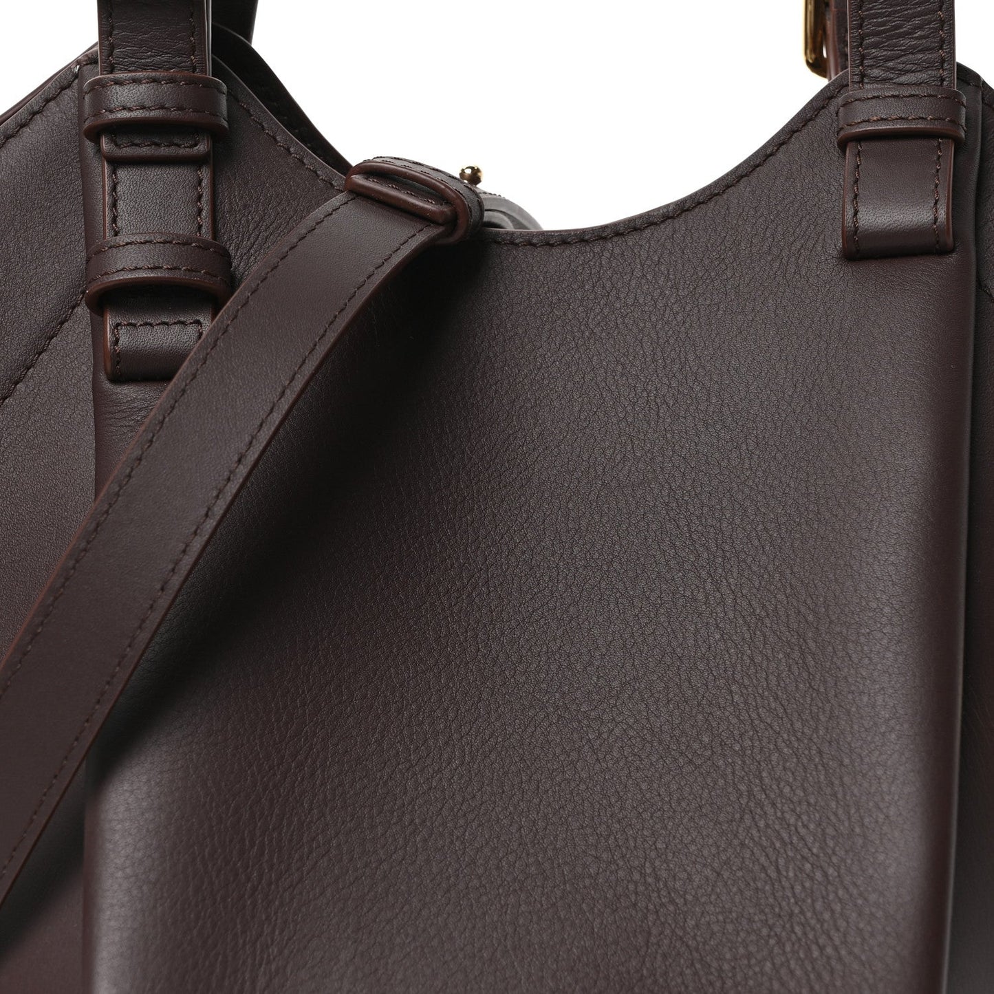 Classic Calfskin Hammock Flip Tote Dark Chestnut