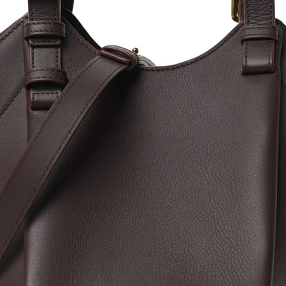 Classic Calfskin Hammock Flip Tote Dark Chestnut