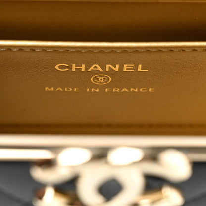 Lambskin Quilted Small Box With Chain Black