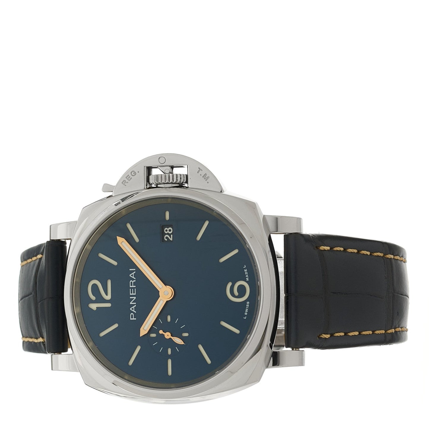Stainless Steel Alligator 42mm Luminor Due Automatic Watch Blue PAM01274