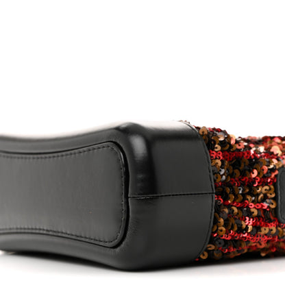 Sequin Calfskin Small Gabrielle Hobo Red Black